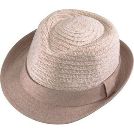 Henschel 6050-69L Fedora-Channelle Braid Hat With Wool 1. 5 inch Brim And Band, Beige, Large