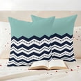 thumbnail image 3 of Black Chevron Outdoor Waterproof Pillow Covers, Geometric Turquoise Wavy Striped White Decorative Square Throw Pillowcase Sofa Cushion Sham for Patio/Couch/Chair, 26"x26" 2 Pack, 3 of 8
