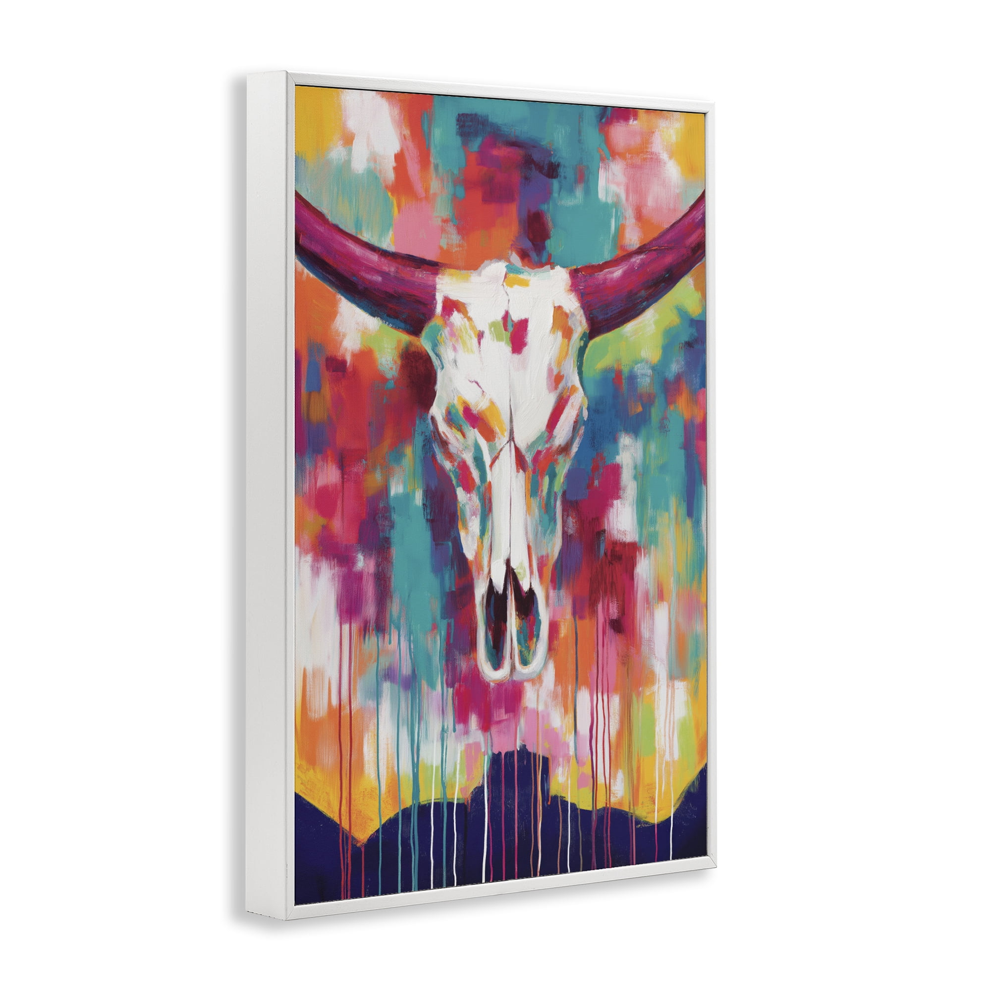 Stupell Industries Spirit Of The West Skull White Framed Giclee Art, design by Chromatic Storm Studio