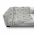 thumbnail image 2 of Flamingo Soft Flannel Fleece Throw Blanket, Tropical Summer Exotic Birds and Palms, Cozy Plush for Indoor and Outdoor Use, 50" x 70", Pale Blue Pastel Pink, by Ambesonne, 2 of 5