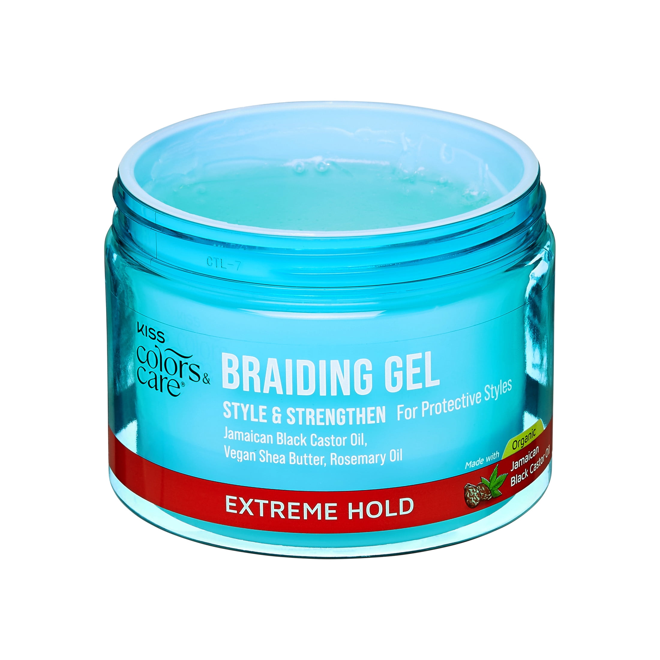 (4 pack) Kiss Colors & Care Braiding Gel, Extreme Hold, Nourishing & Organic, 6 oz.