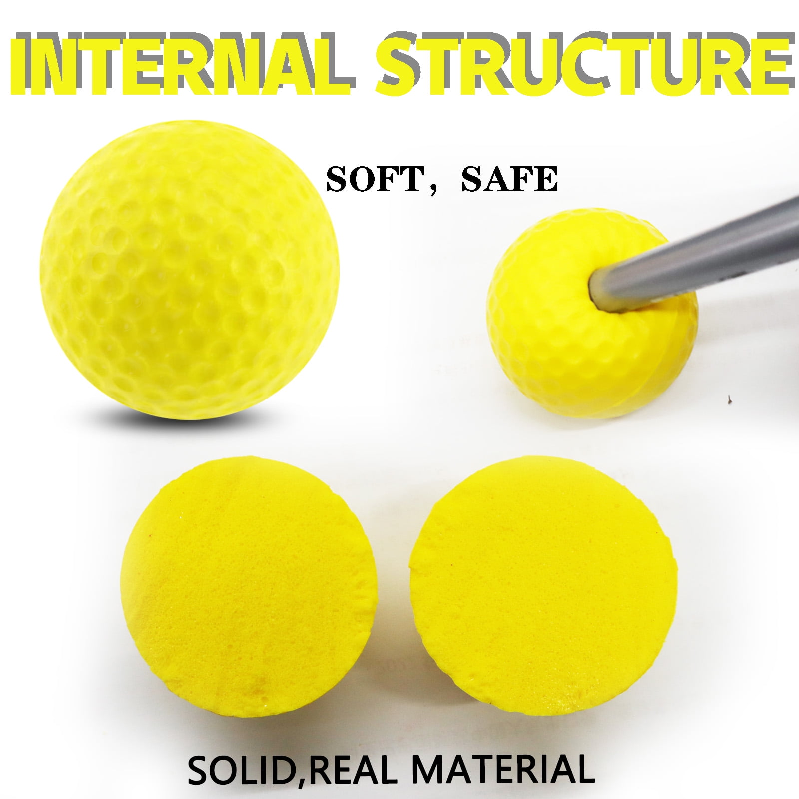 FINGER TEN Golf Practice Balls with Bucket Value 50 Pack, Soft Foam with Limited Flight for Safe Practice