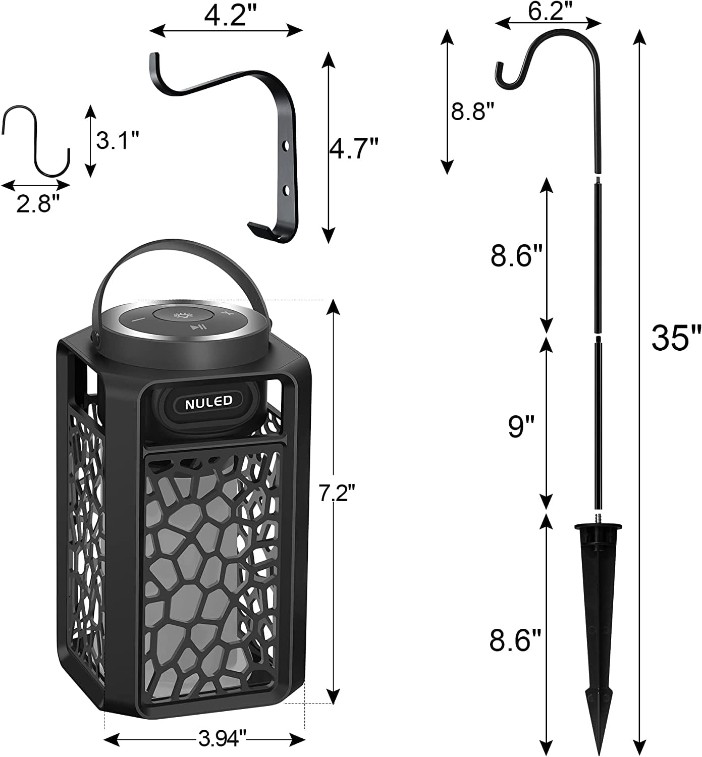 NUNET 10W TWS Outdoor Bluetooth 5.1 Speakers Flame Speakers Tiki Torch Lantern Waterproof Wireless Portable Sound System 2PK