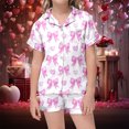 thumbnail image 2 of YUEHUA Toddler Girls Pajamas Silk Satin Pajama Set Heart Print 2 Piece Button Down Pjs Ruffle Valentine's Day Sleepwear, 2 of 4
