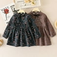 thumbnail image 6 of LYMAYTER Baby Girls Floral Princess Dress Kids Toddler Lace-Up Long Sleeve Dresses Spring Fall Cotton Sundress for 1-12Y, 6 of 9