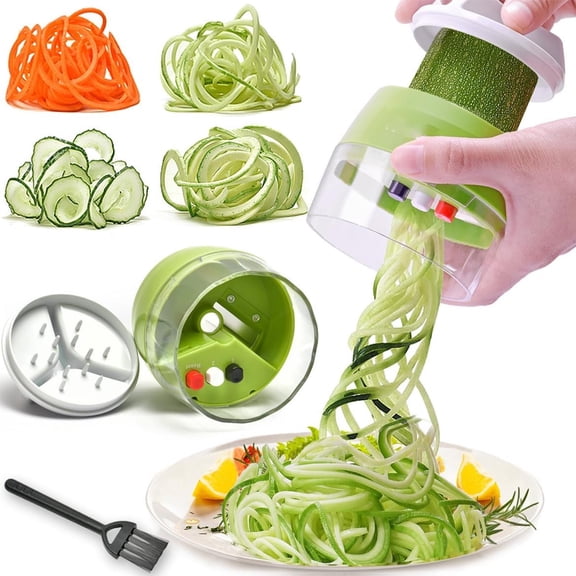 NWOKYZGH Handheld Spiralizer, 3-in-1 Veggie Noodle Maker for Zucchini, Carrots & More, Compact Design for Small Kitchens, Rust-Resistant Stainless Steel Blades