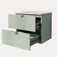 thumbnail image 6 of Ventra Modern Wall Mounted Bathroom Vanity with Ceramic Sink, Drawers, Wood, Green, 6 of 9