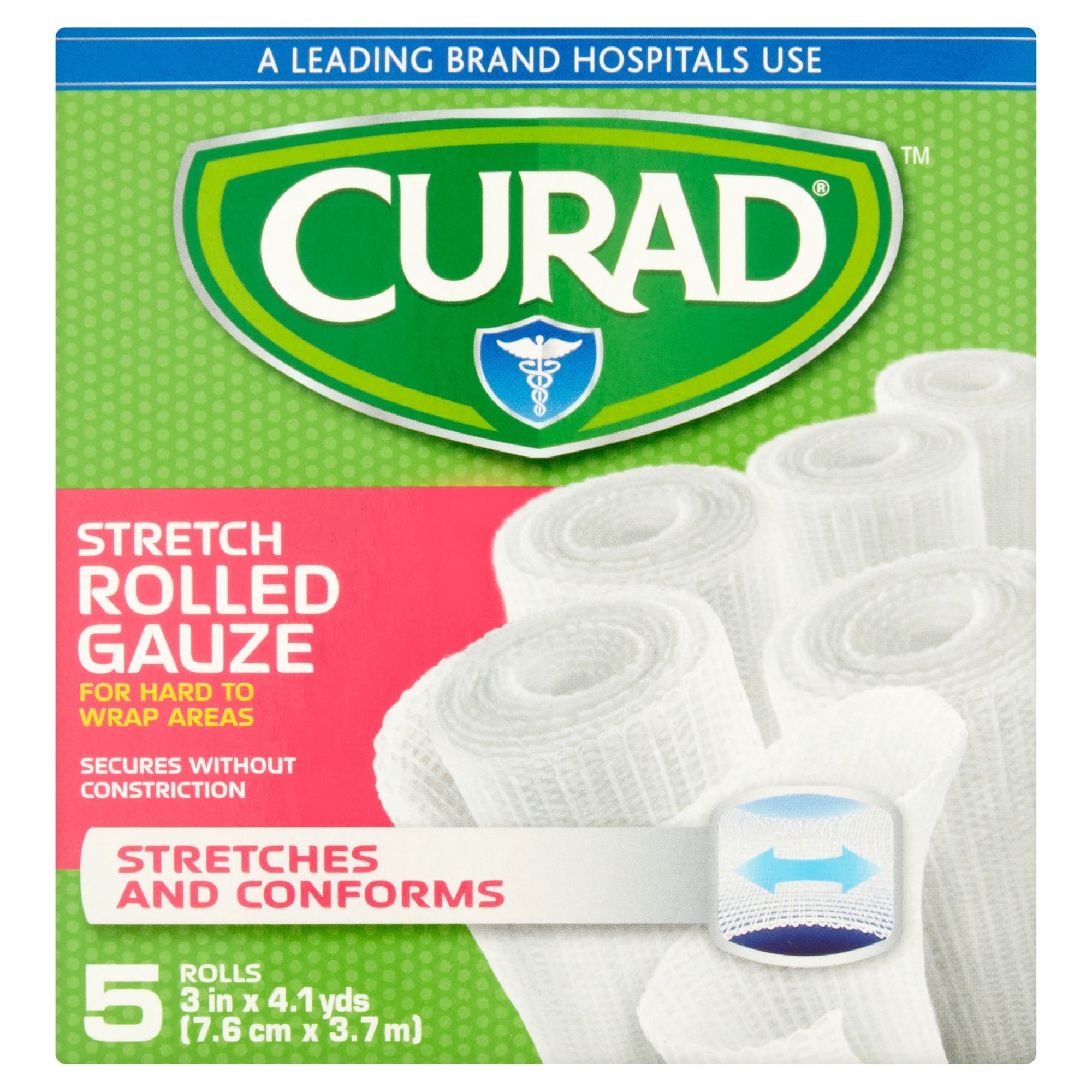 Curad Stretch Rolled Gauze, 3" X 4.1 yds, 5 Count