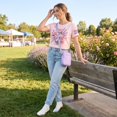 thumbnail image 6 of Domzest Women Breast Cancer Awareness Tie Dye T Shirt Short Sleeve Round Neck Casual Graphic Tee Pink Ribbon Support Survivor Gift Summer Top Light pink S, 6 of 6