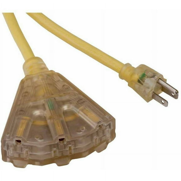 Bayco SL-740L 14/3-Gauge Extension Cord with Lighted Ends and 3 Outlets, 25'