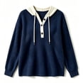 thumbnail image 4 of yillto Womens Sweater Hooded Knit Long Sleeve Sweatshirt Plus Size V Neck Loose Fashion Casual Tops, 4 of 5