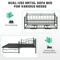 thumbnail image 6 of PAPROOS Twin Metal Daybed with Pop Up Trundle Bed, Heavy-Duty Steel Daybed for Bedroom Living Room, Modern Twin Size Daybed Frame with Adjustable Trundle, No Box Spring Needed, Black, 6 of 10