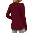 thumbnail image 4 of Blouses for Women Dressy Casual, Yigetop Women Fashion Casual Long Sleeve Buttons Solid Color Tops Shirts Blouses Tops Oversized Blouses for Women Brick Red XL, 4 of 7