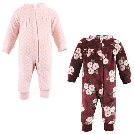 

Hudson Baby Toddler Girls Plush Jumpsuits Burgundy Floral 4T