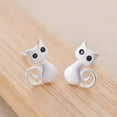 thumbnail image 4 of EOEMY Fashion 925 Silver Plated Cat Animals Earrings Ear Stud Women Party Jewelry Gift, 4 of 6
