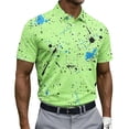 thumbnail image 2 of Dolkfu Short Sleeve Men'S Dress&nbsp;Shirts Collared Refreshing Button Green Tops Geometric Patchwork Artistic Polos Green,Xxxxxl, 2 of 5