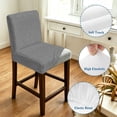 thumbnail image 4 of Dark Gray Bar Stool Cover Set of 2, Farmhouse Burlap Solid Grey Modern Linen Texture Stretch Bar Chair Cover, Removable Washable Pub Counter Stool Chair Slipcover for Kitchen Dining Room Pub Cafe, 4 of 9