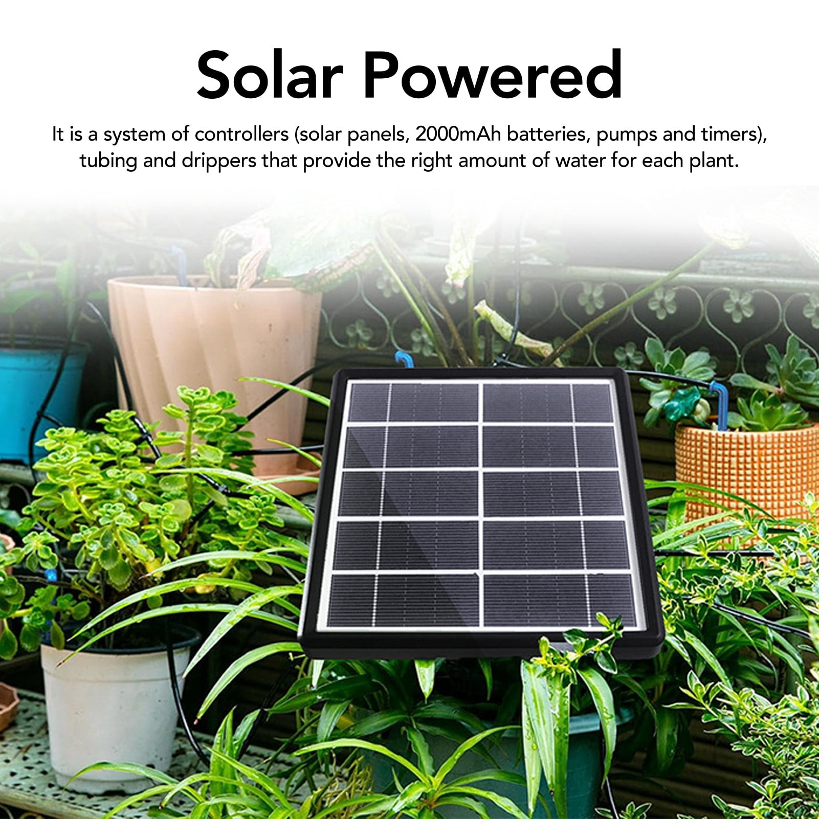 Rupoun Solar Automatic Drip Irrigation Kit Smart DIY Automatic Watering System with 2000mAh Battery (8.27 inches / 21 cm)