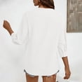 thumbnail image 4 of Endives Women's Linen Shirt 3/4 Sleeve Shirt Fashion Casual Solid Color Shirts Button Down Shirts For Women Spring Summer White, 4 of 6