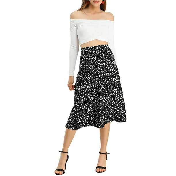 【13MONTH】Chiffon Flower Midi Skirt (BLACK) MODA NOVA Junior's Summer Floral Print Chiffon Waistband
