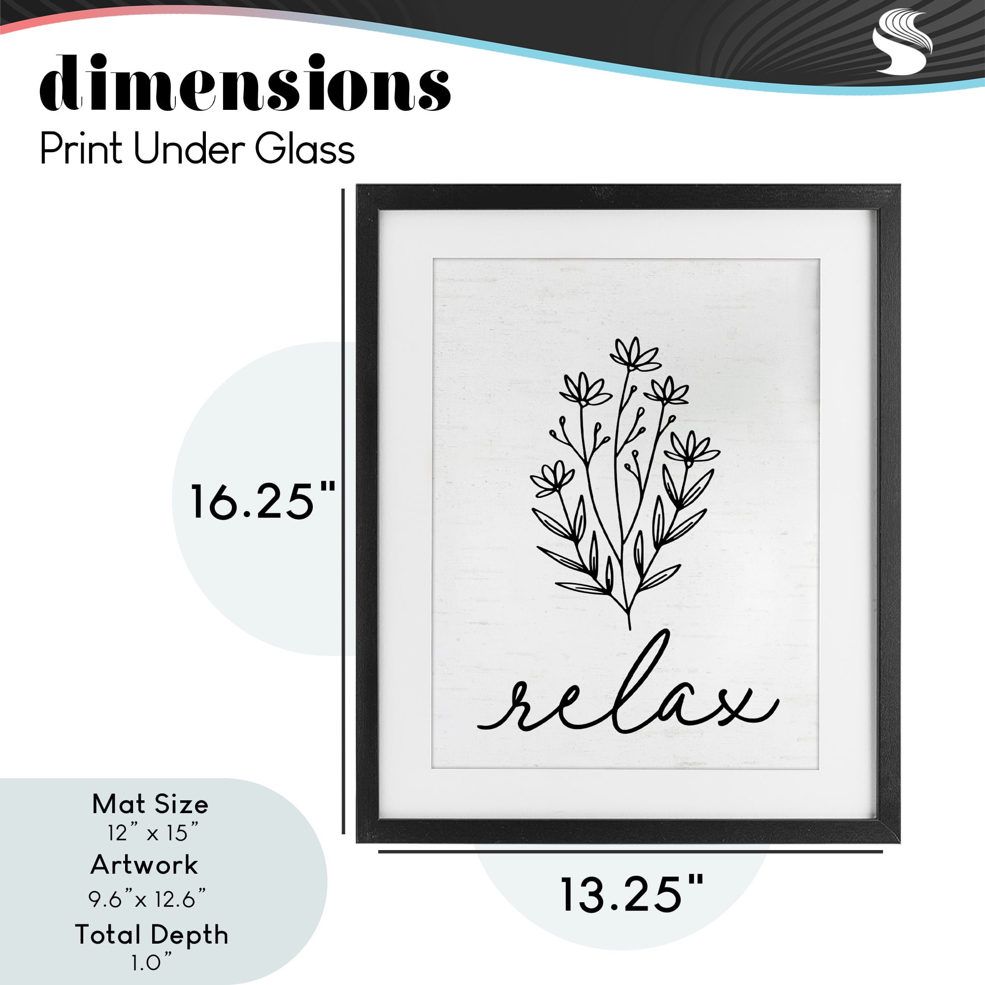 Bathroom Herb Relax Black Framed Print Under Glass, design by Lettered and Lined