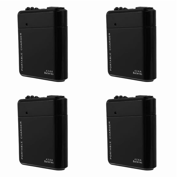 Katigan 4pcs Black 4X AA Battery Portable Emergency Power Charger USB for Cell Phone