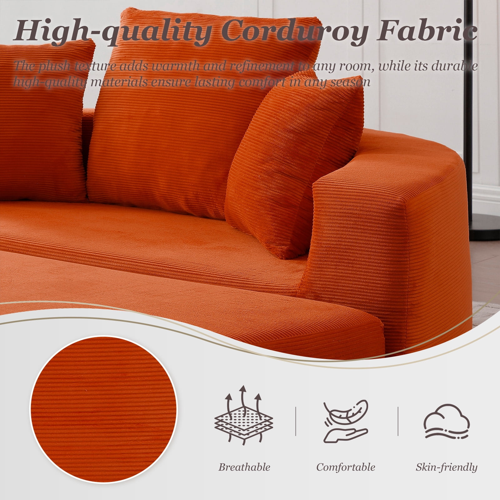 MOONMISS Convertible Sofa Couch Bed,Multi-Functional,Circular Bed,Adjustable Futon Sofa For Apartment Office Bedroom Living Room,Orange
