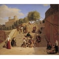 thumbnail image 2 of Julius Friedlænder 17x15 Black Ornate Wood Framed Double Matted Museum Art Print Titled - The Upper Flights of the Spanish Steps in Rome (1847), 2 of 5