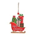 thumbnail image 2 of Decoración navideña de madera, camión navideño, adornos de madera para puerta, habitación, chimenea Trineo, 2 of 9