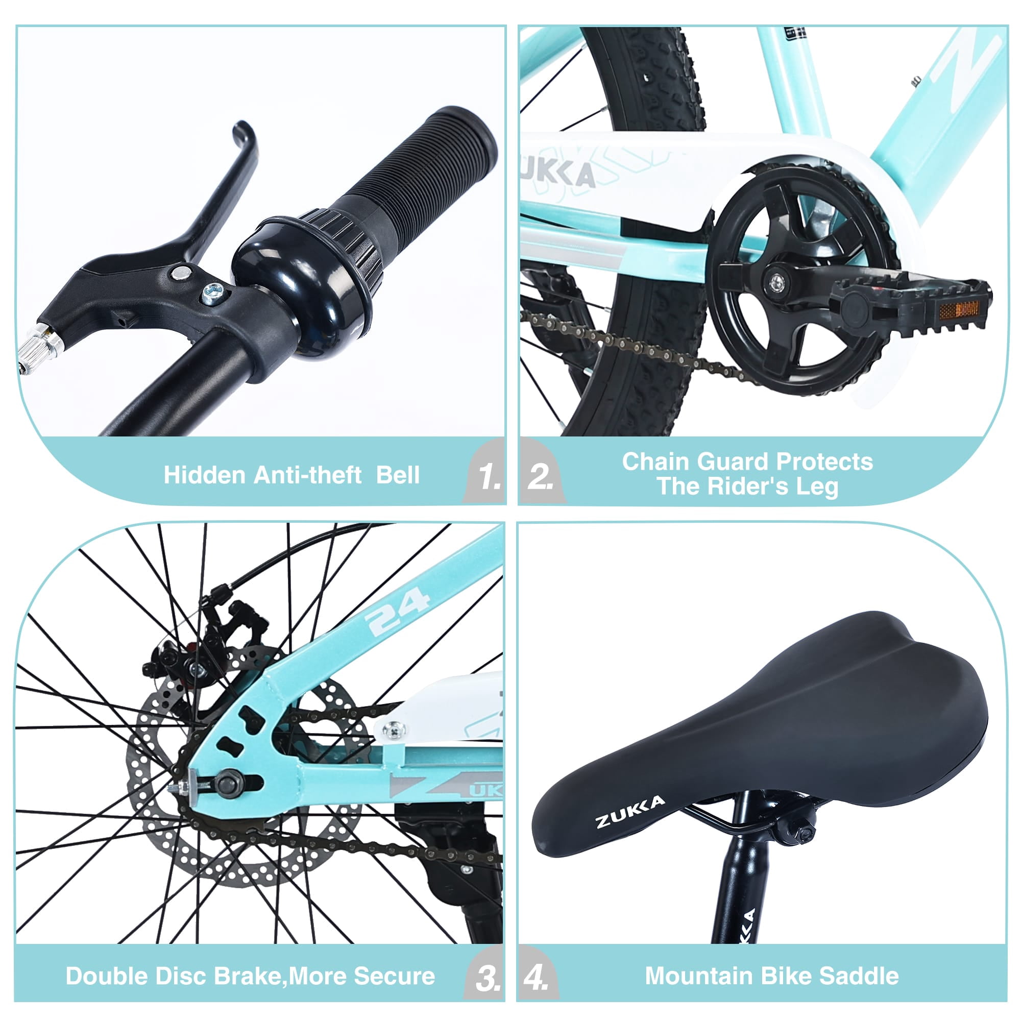 24 Inch Mountain Bike for Kids 9-12 Years, Steel Frame Kids Bike with Dual Disc Brakes, 24" Youth Bicycle with Suspension Fork