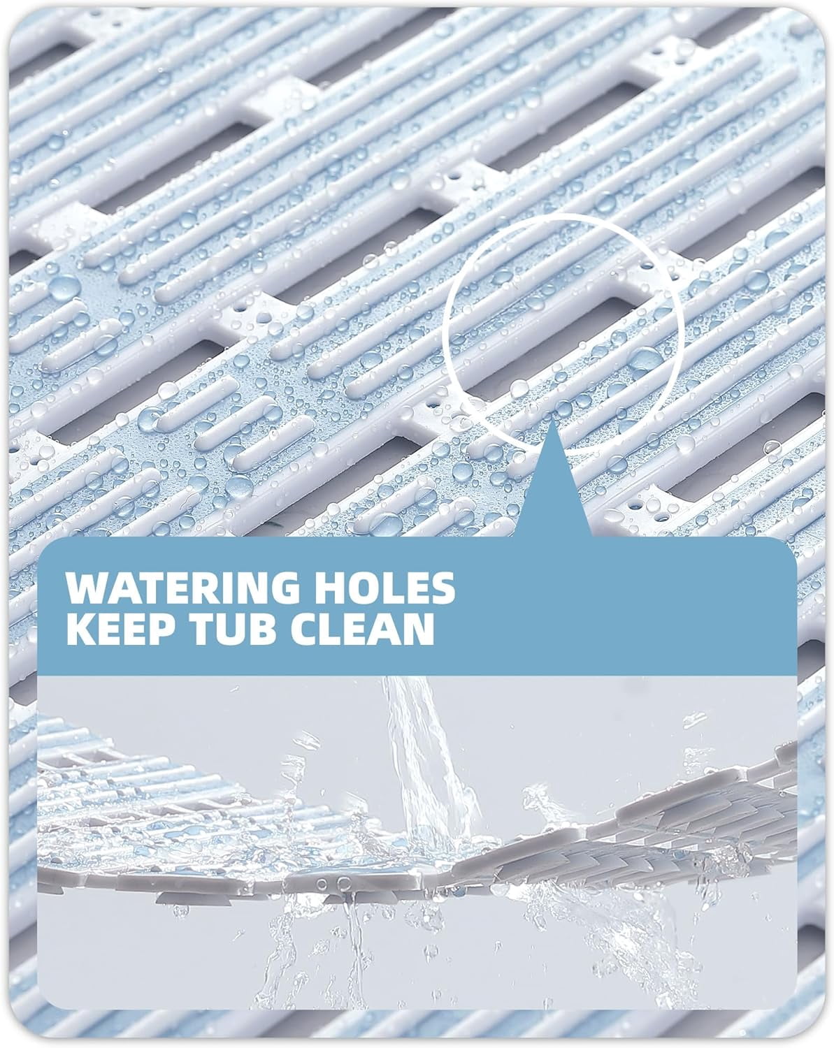Shower Mat 16"x36", Extra Long Bathtub Mat Non Slip with Suction Cups, Bath Matts for Shower Floor/Inside Shower, Quick Dry, Easy Clean