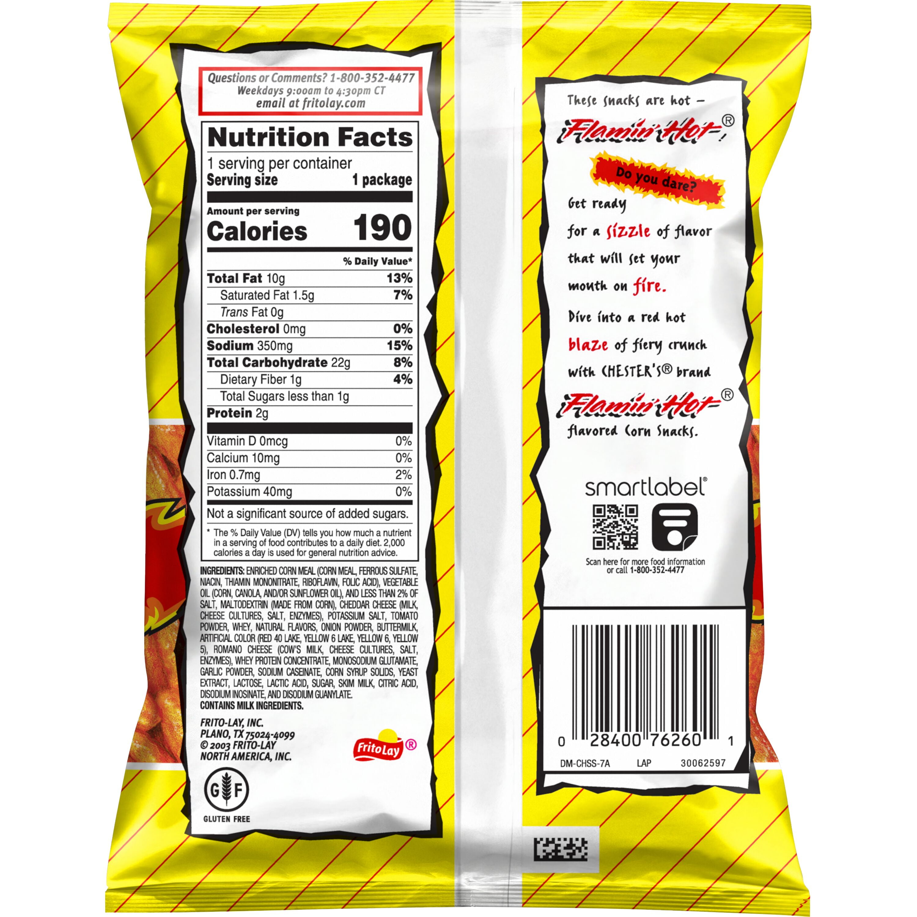 (2 pack) Chester's Fries Flamin' Hot Spicy Flavored Corn Snacks, 1.25 oz Bag
