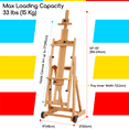 thumbnail image 3 of MEEDEN Large H-Frame Studio Easel, Wooden Art Easel with Wheels, Studio Artist Easel for Painting, Movable and Tilting Flat Available, Holds Canvas up to 77", 3 of 7