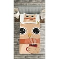 thumbnail image 3 of Ambesonne Owl Quilted Bedspread Set 2 Pcs, Animal Coffee Student, Twin Size, Cinnamon Sand Brown, 3 of 3