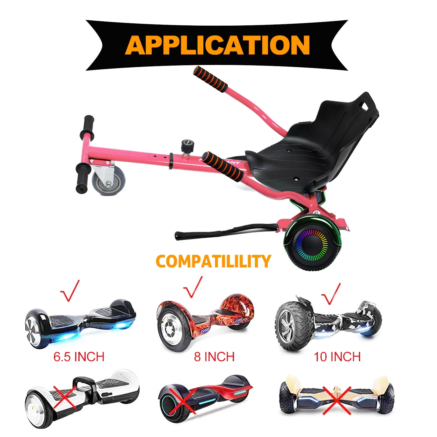 EPCTEK Hoverboard Seat Attachment Adjustable Hoverboards Accessories Hoverboard Go Kart Conversion Kit Compatible with 6.5