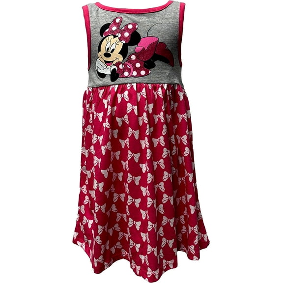 Disney Toddler Girls Pink Polka Dot Bow Minnie Mouse Tank Top Dress 4T