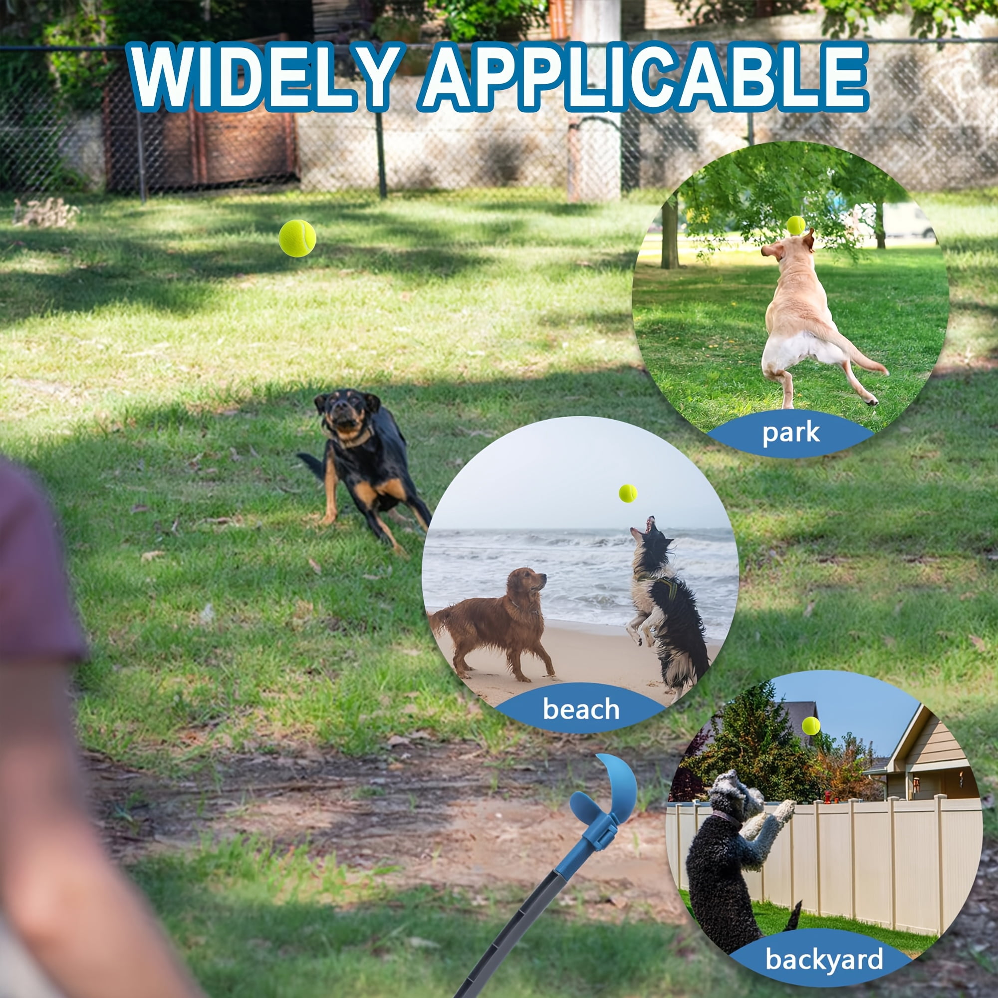 Pets Dog Ball Launcher - Ergonomic Tennis Ball Thrower for Dogs 20-60 lbs - Includes Tosser and (1) 2.5 Inch Balls for Fetch Dog Fetch Ball Thrower