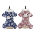 thumbnail image 1 of Paquete de 2 pijamas para perros pequeños, mono general, pijama con capucha de forro polar de invierno para cachorros, ropa de abrigo con chaqueta de 4 patas (azul + rosa) XL, 1 of 6