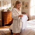 thumbnail image 6 of Bovxnpu Boys Girls Robes Hooded Long Sleeve Big Pocket Mid Length Bath Robe Outfits, 6 of 7