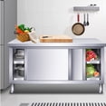 thumbnail image 2 of Kitchen Prep Table Stainless Steel Kitchen Cabinet,Stainless Steel Commercial Worktable W/Sliding Doors For Prep & Work, Heavy Duty Workbench W/Cabinet, For Home, Restaurant, Hotel And Garage, 2 of 7