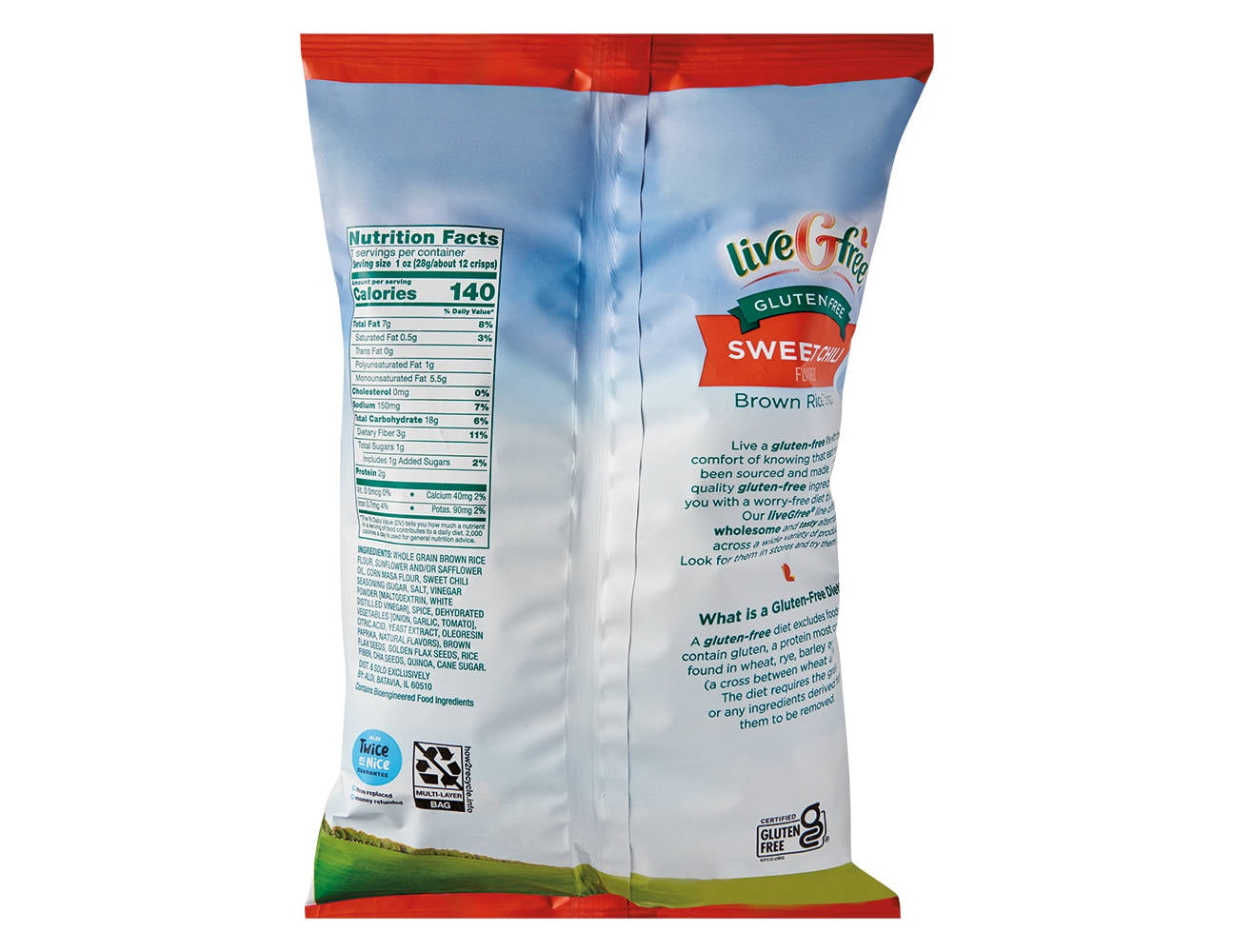 LiveGFree Sweet Chili Brown Rice Crisps Gluten Free - 2 PACK