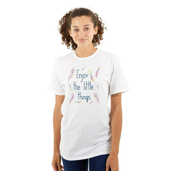 Cute Enjoy the Little Things Feathers Women's Plus Size Graphic Tee Brisco Brands 2X