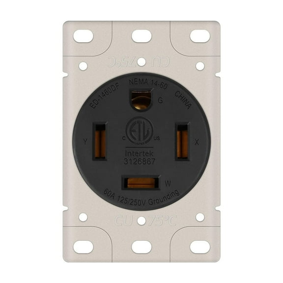 Superior Electric YGP035F 60A 125/250V NEMA 14-60R Flush Mount Power Outlet/Receptacle (Industrial Grade)