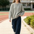 thumbnail image 2 of AUDeals Boys Girls Sweater, Toddler Kids Waffle Knit Crewneck Pullover, Casual Loose Fit Chunky Texture Knitted Sweater for Boys Girls (Grey, 13-14 Years), 2 of 4