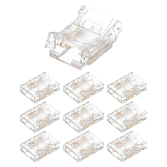 Uxcell 10-Pack 4-Pin 10mm LED Strip Lights Connectors for Single Color LED Light Strips COB 2835 3528 [Clear]