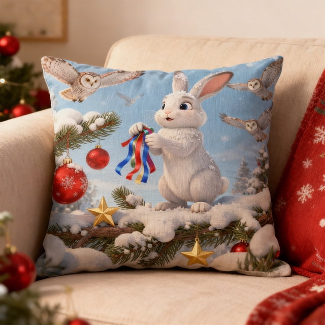 Christmas Pillow Covers 17.7x17.7 Inches Decorative Pillow Cases With Soft Fabric Hidden Zipper For Home Decor