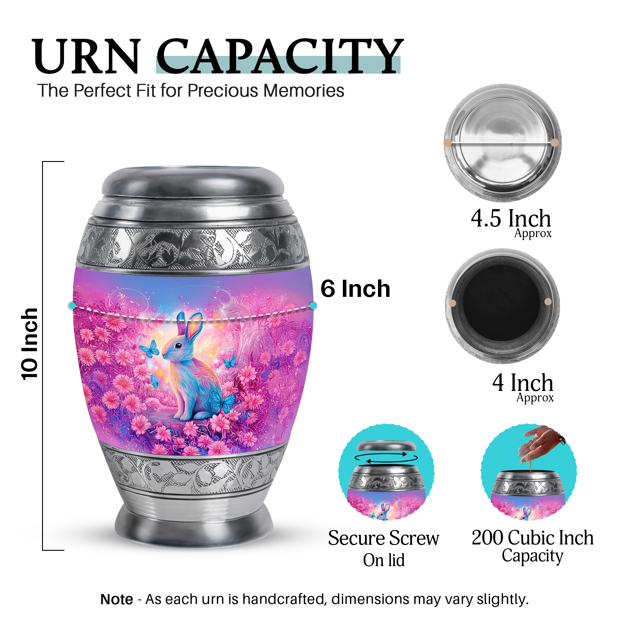 SABURIAL Rabbit Urn - Mini Urns For Human Ashes Adult Female - Little Cremation Urn For Ashes Dad - Keepsake Burial Urns For Male - Combo Of 10 Inch & 3 Inch