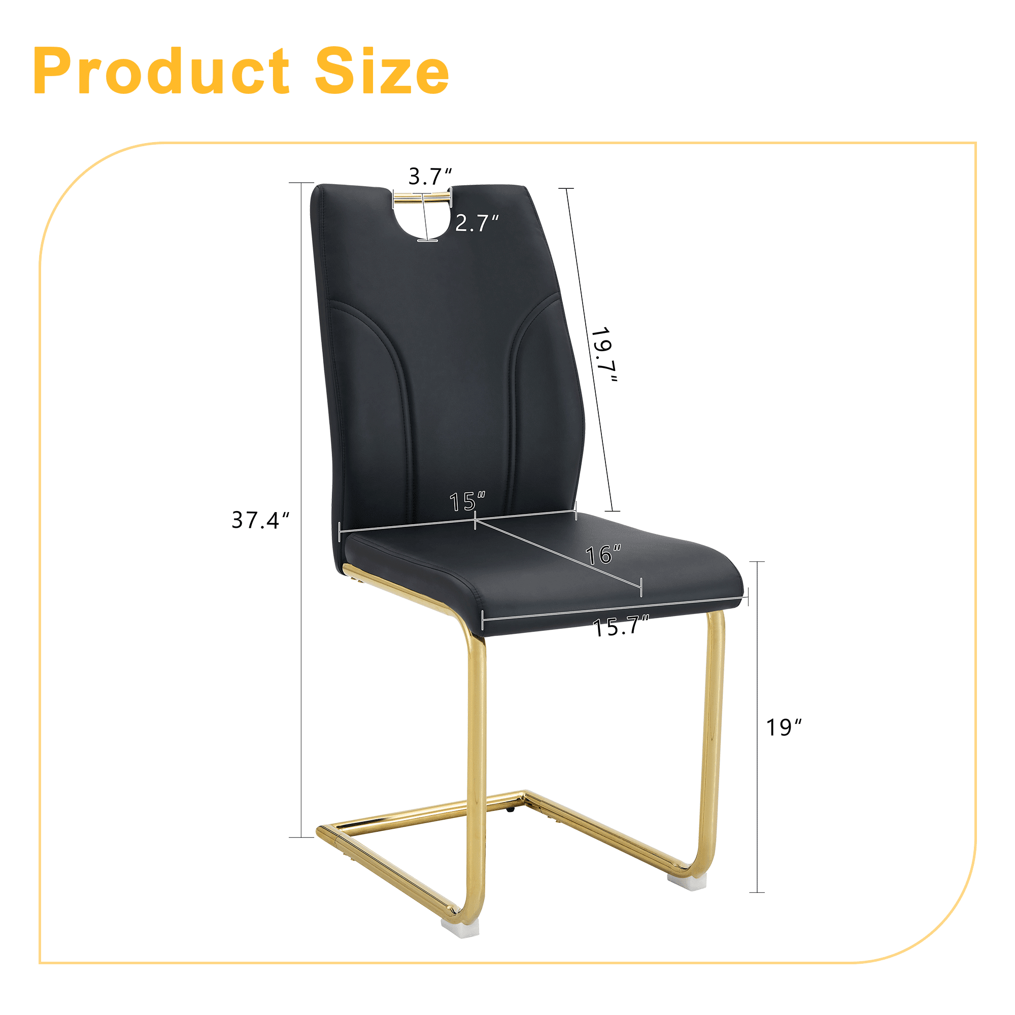 NYEESS Set of 4 Black PU Dining Chairs with Gold Metal Legs, Modern Upholstered Seating for Kitchen or Office