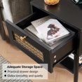 thumbnail image 4 of Hyxoo Mid Century Modern End Table with Charging Station - Small Side Table Nightstand with USB Ports & Outlets, Storage Drawer & Open Shelf, Black Wood Furniture for Living Room,Office,Black, 4 of 7