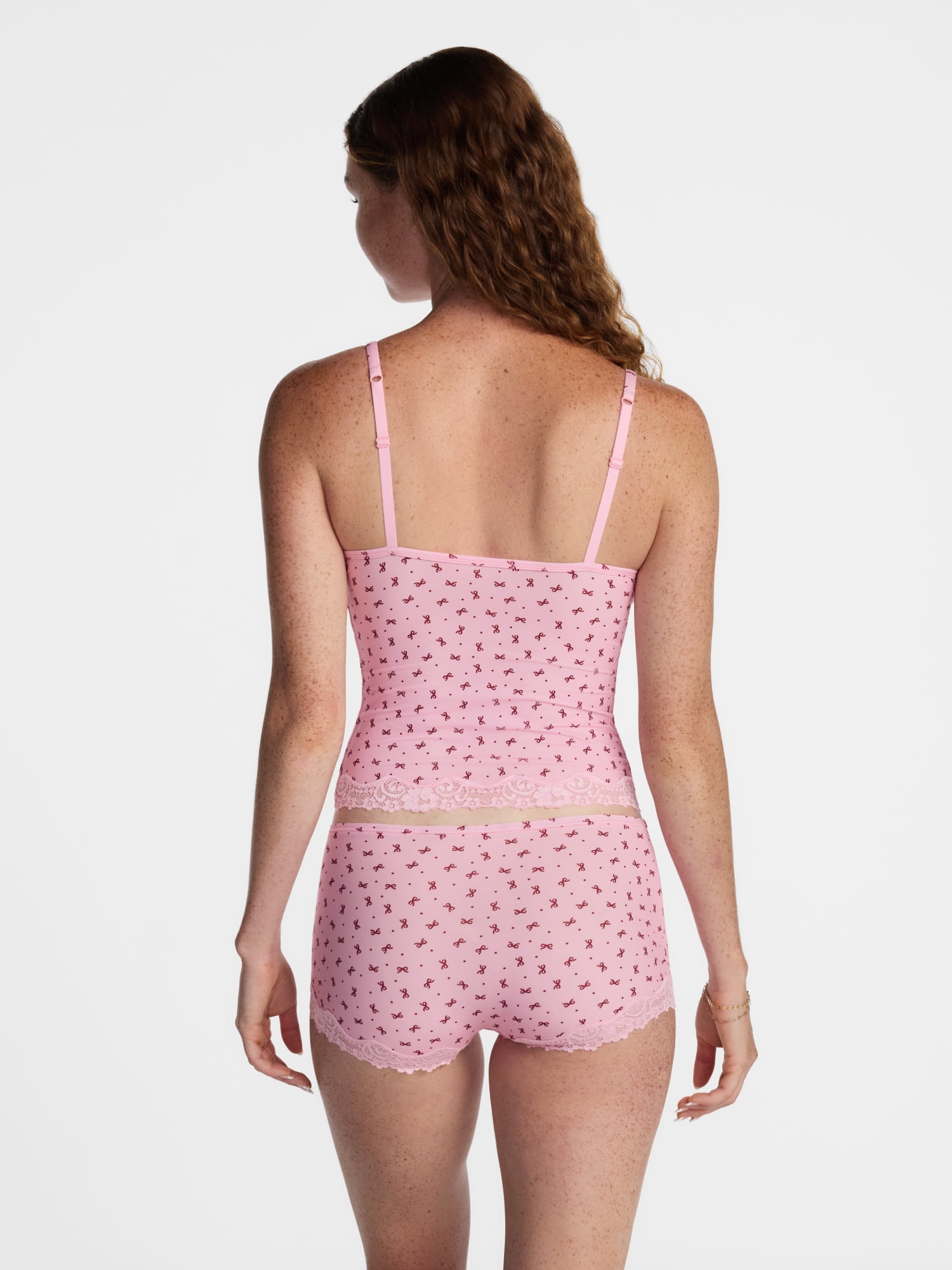 No Boundaries Fit Stretch Lace Trim Cami and Shorts Pajama Set, 2-Piece, Women's XS-XXXL